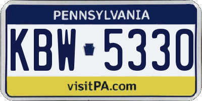 PA license plate KBW5330