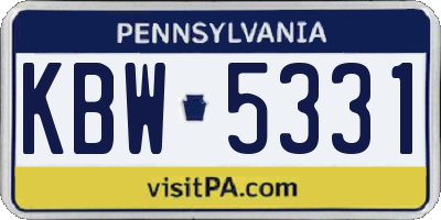 PA license plate KBW5331