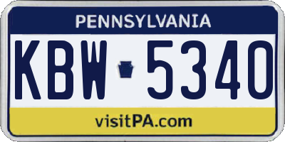 PA license plate KBW5340