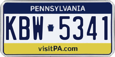 PA license plate KBW5341