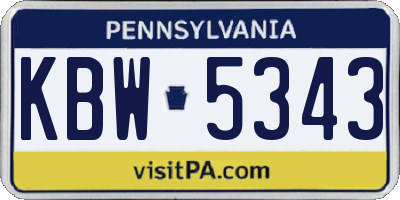 PA license plate KBW5343