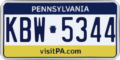 PA license plate KBW5344