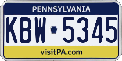 PA license plate KBW5345