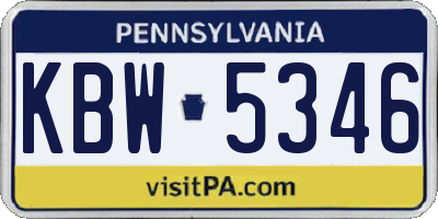 PA license plate KBW5346