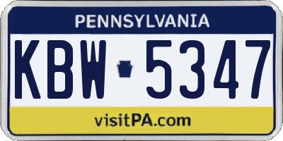 PA license plate KBW5347