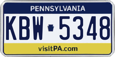 PA license plate KBW5348