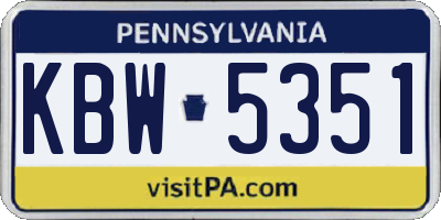 PA license plate KBW5351