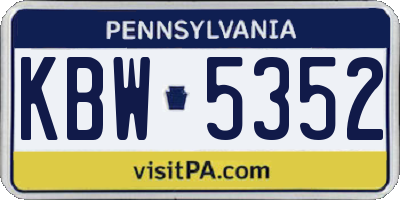 PA license plate KBW5352