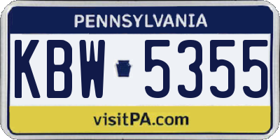 PA license plate KBW5355