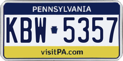 PA license plate KBW5357