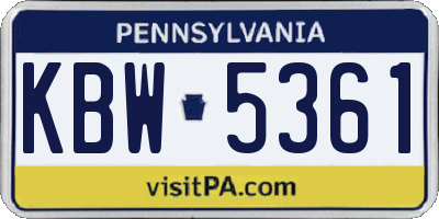 PA license plate KBW5361