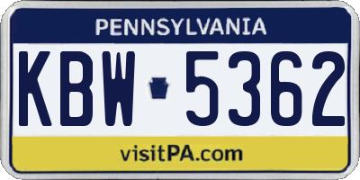 PA license plate KBW5362
