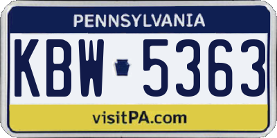PA license plate KBW5363