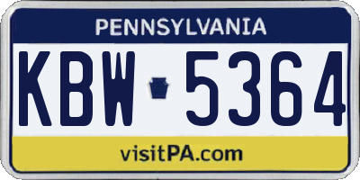 PA license plate KBW5364