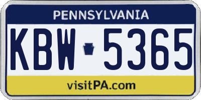 PA license plate KBW5365