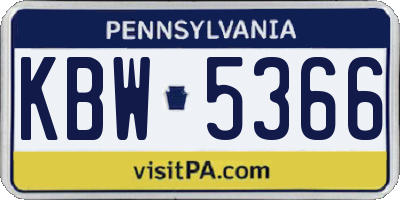 PA license plate KBW5366