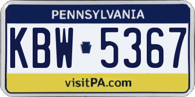 PA license plate KBW5367