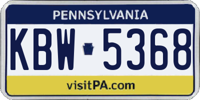 PA license plate KBW5368
