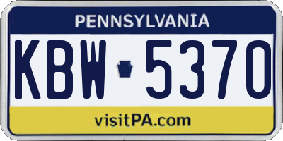 PA license plate KBW5370