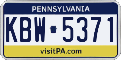 PA license plate KBW5371