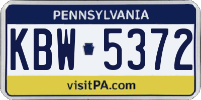 PA license plate KBW5372