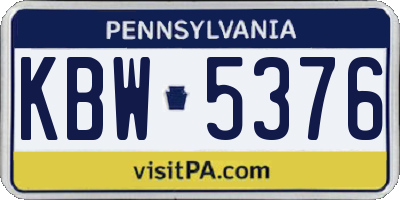PA license plate KBW5376