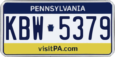 PA license plate KBW5379