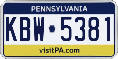 PA license plate KBW5381