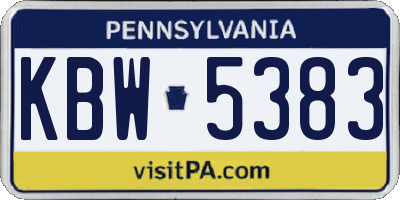 PA license plate KBW5383