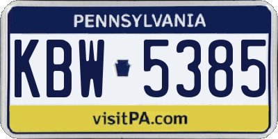 PA license plate KBW5385