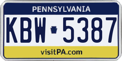 PA license plate KBW5387