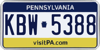 PA license plate KBW5388