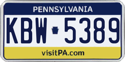 PA license plate KBW5389