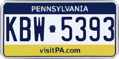 PA license plate KBW5393