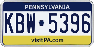PA license plate KBW5396