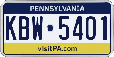 PA license plate KBW5401