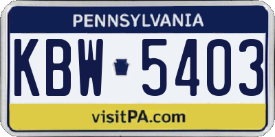 PA license plate KBW5403