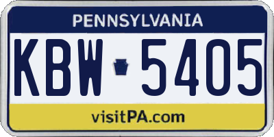 PA license plate KBW5405