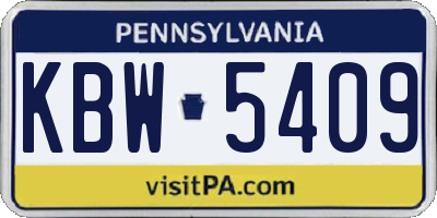 PA license plate KBW5409