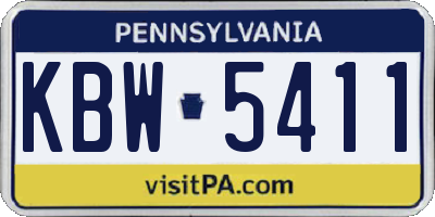 PA license plate KBW5411
