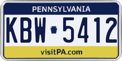 PA license plate KBW5412