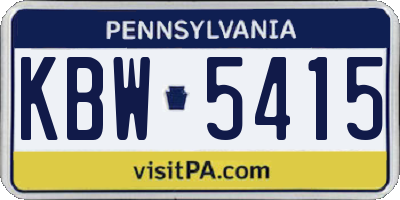 PA license plate KBW5415