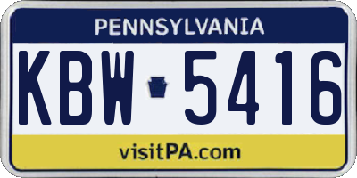 PA license plate KBW5416