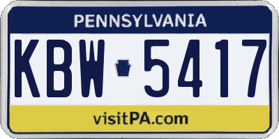 PA license plate KBW5417