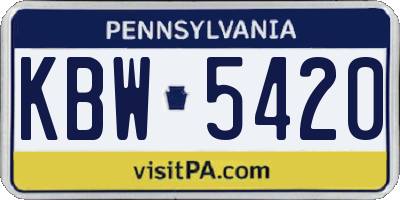 PA license plate KBW5420