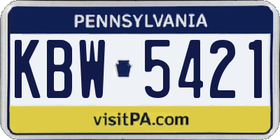 PA license plate KBW5421