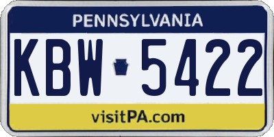 PA license plate KBW5422