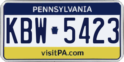 PA license plate KBW5423