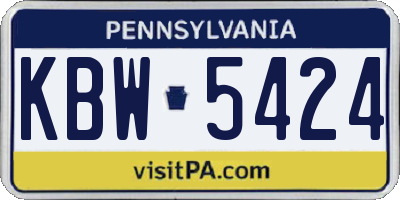 PA license plate KBW5424