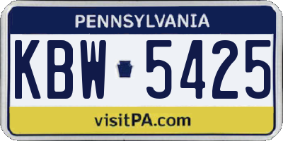 PA license plate KBW5425